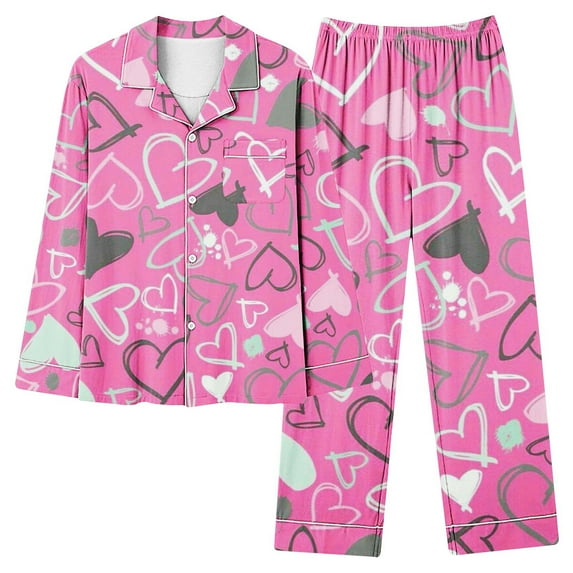 yievot Womens Button Down Pajamas Sets Valentines Day Gift Pajamas Long Sleeve Loungewear 2 Piece Soft Sleepwear