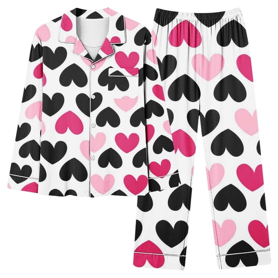 yievot Womens Button Down Pajamas Sets Valentines Day Gift Pajamas Long Sleeve Loungewear 2 Piece Soft Sleepwear