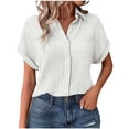 thumbnail image 1 of yievot Womens Button Down Shirts Oversized Short Sleeve Collared Blouses Lapel Casual Summer Tops, 1 of 4
