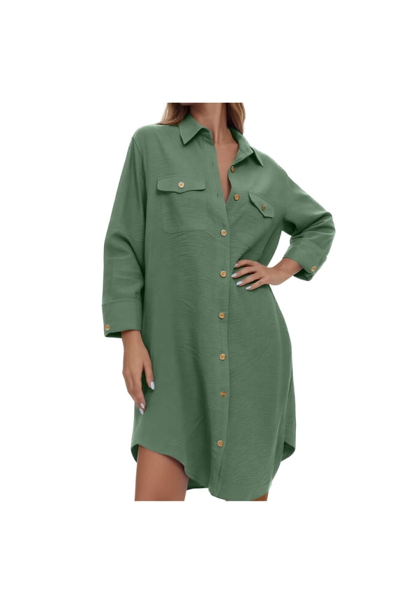 Womens Fall Button Down Shirts Long Sleeve Oversized Long Shirts Jackets
