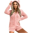 thumbnail image 1 of yievot Womens Long Sleeve Hooded Romper Pajamas Casual Winter Warm Adult Onesies Sleepwear, 1 of 4