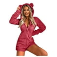 thumbnail image 1 of yievot Womens Long Sleeve Hooded Romper Pajamas Casual Winter Warm Adult Onesies Sleepwear, 1 of 4