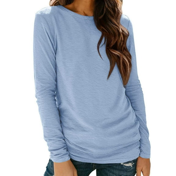 yievot Womens Long Sleeve Tops Crew Neck Fall T Shirt Trendy Casual Loose Basic Tees