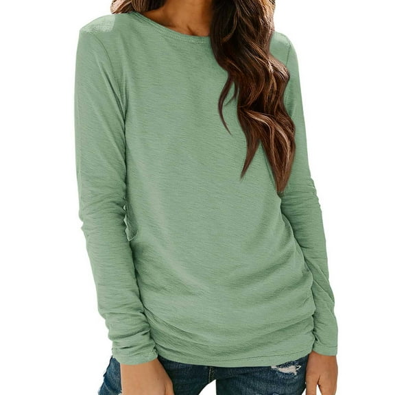 yievot Womens Long Sleeve Tops Crew Neck Fall T Shirt Trendy Casual Loose Basic Tees