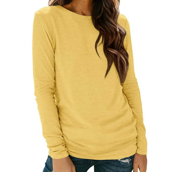 yievot Womens Long Sleeve Tops Crew Neck Fall T Shirt Trendy Casual Loose Basic Tees
