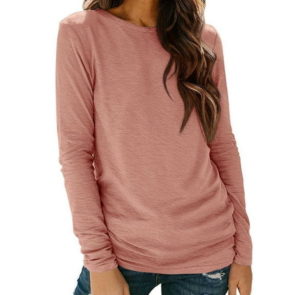 yievot Womens Long Sleeve Tops Crew Neck Fall T Shirt Trendy Casual Loose Basic Tees