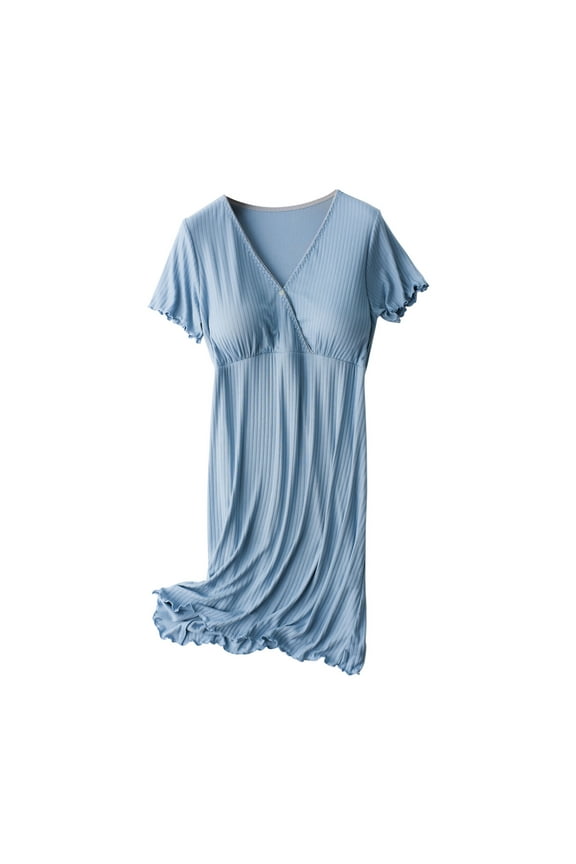 Womens Maternity Nightgown with Built-in Bra Short Sleeve Nursing Dress Breastfeeding Sleepwear for Women
