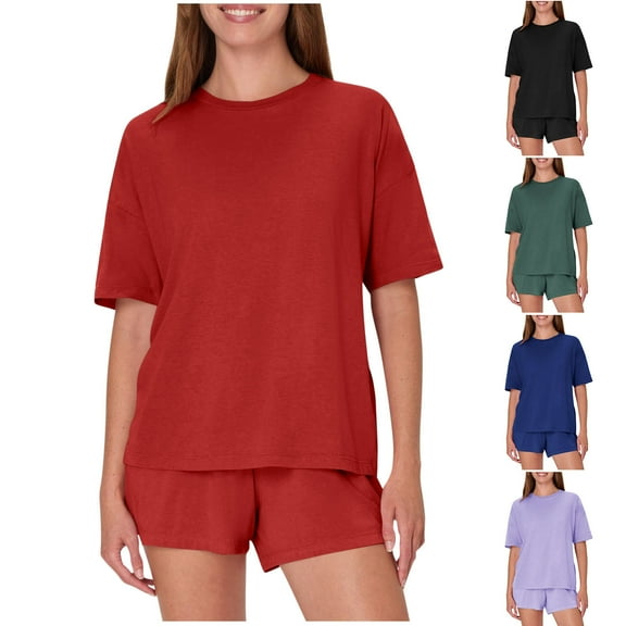 yievot Womens Pajama Set Summer Short Sleeve Pjs Sleepwear 2 Piece Lounge Sets