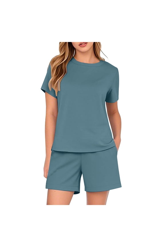 Womens Pajama Sets 2 Piece Summer Short Sleeve Tops and Shorts Lounge Sets Sleepwear
