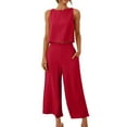 thumbnail image 1 of yievot Womens Pajama Sets Cotton Linen Lounge Set 2 Piece Cropped Tank Tops and Wide Leg Pants Loungewear Summer Set, 1 of 8