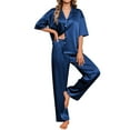thumbnail image 1 of yievot Womens Pajama Sets Silk Satin Pants 2Pcs Pj Sets Button Down Pjs Set Sleepwear Loungewear, 1 of 6