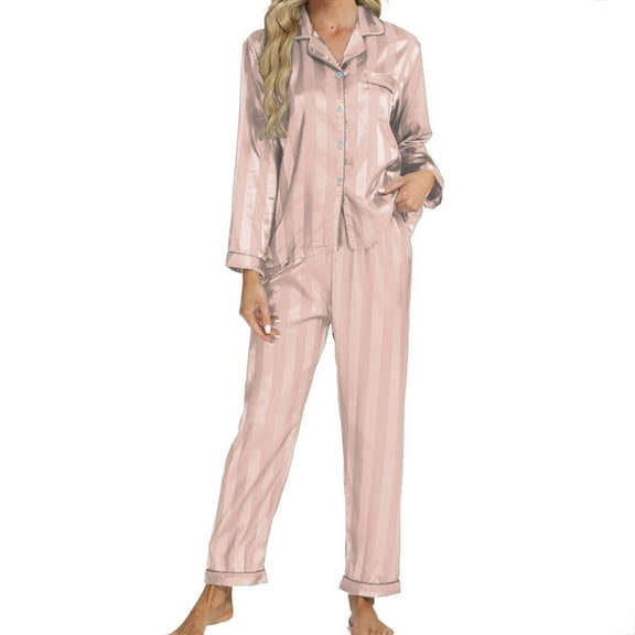yievot Womens Pajama Sets Silk Satin Shirt and Pants 2Pcs Pj Sets Button Down Pjs Set Sleepwear Loungewear
