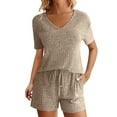 thumbnail image 1 of yievot Womens Pajama Sets Summer 2 Piece Lounge Sets Ribbed Knit Matching Outfits T-shirt and Shorts Sleepwear Loungewear, 1 of 8
