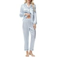 thumbnail image 1 of yievot Womens Silk Satin Pajamas Set Two Piece Sleepwear Long Sleeve Button Down Shirts and Pants Sets Loungewear, 1 of 6