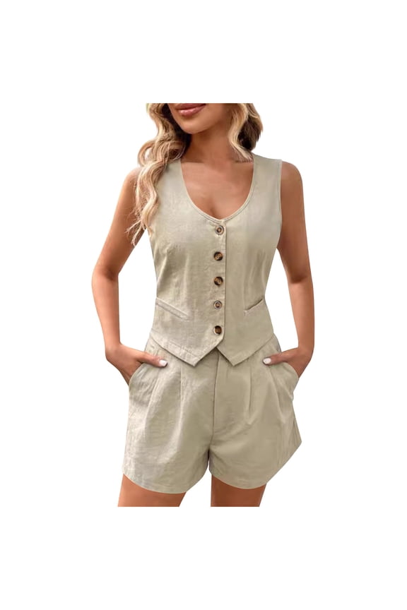 Womens Summer 2 Piece Outfits Sleeveless Shirts and Shorts Going Out Sets Loungewear Sleepwear