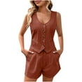 thumbnail image 1 of yievot Womens Summer 2 Piece Outfits Sleeveless Shirts and Shorts Going Out Sets Loungewear Sleepwear, 1 of 7