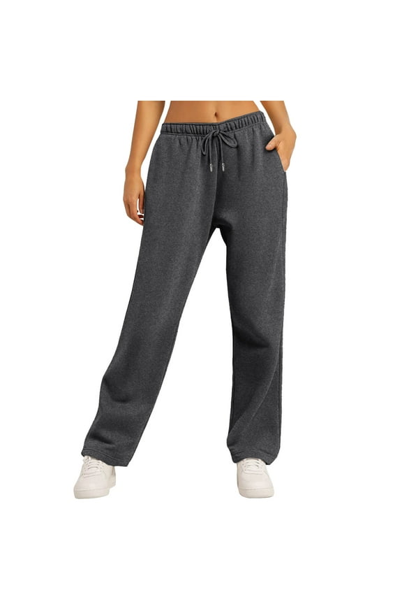 Womens Sweatpants Loose Wide Leg Sweat Pants Fleece Lined Straight Leg Pants Athletic Joggers with Pockets
