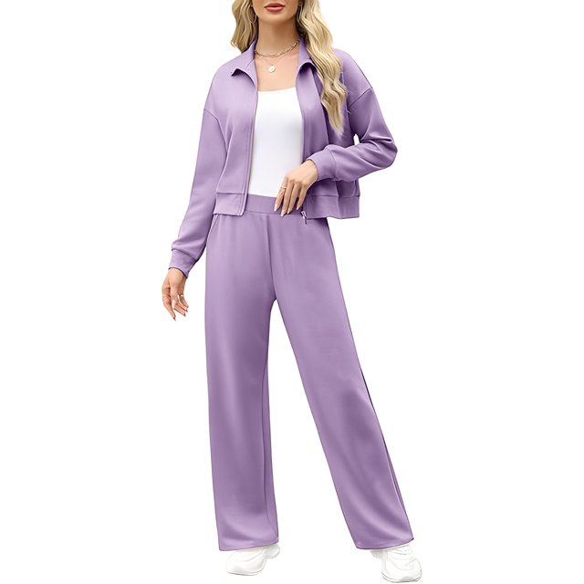 yievot Womens Sweatsuits 2 Piece Set Cropped Zipper Hoodies and Sweatpants Travel Outfits Tracksuits