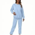 thumbnail image 1 of yievot Womens Sweatsuits 2 Piece Sets Travel Outfits Fall Matching Lounge Set Oversized Sweatshirt Wide Leg Sweatpants with Pockets, 1 of 5