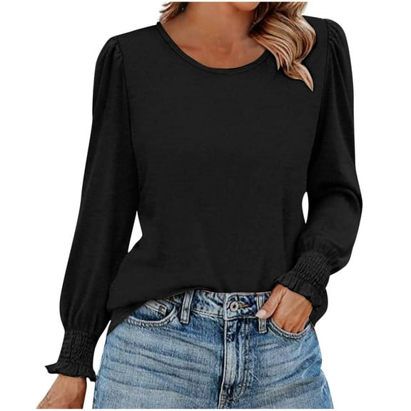 yievot Womens Tops Long Sleeve Fall Shirts Crew Neck Tunic Dressy Casual Blouses