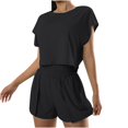 thumbnail image 1 of yievot Womens Workout Set Short Sleeve Crop Top and Shorts Summer 2 Piece Tracksuit Outfits Quick Drying Fitness Running Yoga Activewear Sets, 1 of 9