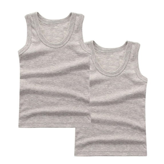 yillto 2 Pack Boys Cotton Tank Top Undershirt Kids Basic Solid Color Sleeveless Tshirt for Boy 2-14 Years