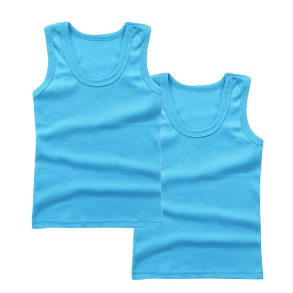 yillto 2 Pack Boys Cotton Tank Top Undershirt Kids Basic Solid Color Sleeveless Tshirt for Boy 2-14 Years