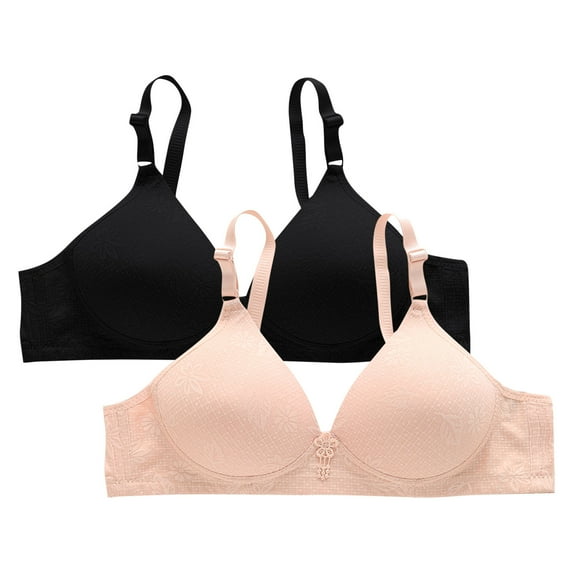 yillto 2 Pack Bra Cotton for Womens Adjustable Straps Bras Soft Padded Supportive No Underwire Bralettes