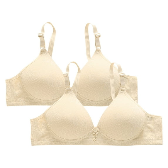 yillto 2 Pack Bra Cotton for Womens Adjustable Straps Bras Soft Padded Supportive No Underwire Bralettes