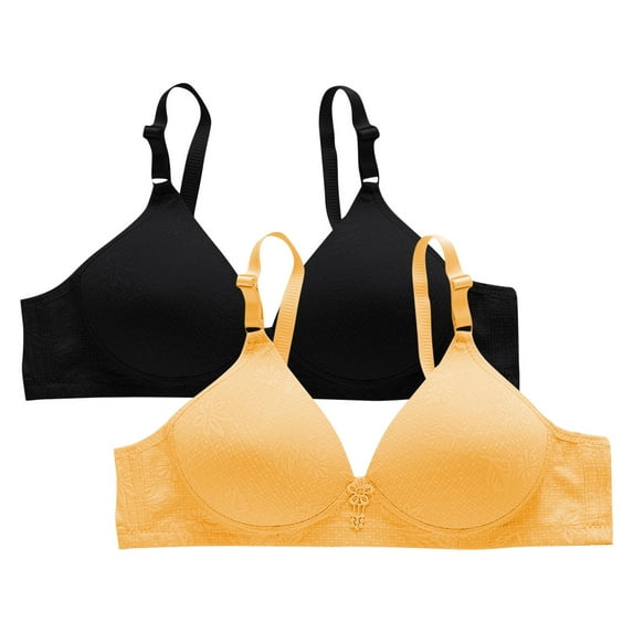 yillto 2 Pack Bra Cotton for Womens Adjustable Straps Bras Soft Padded Supportive No Underwire Bralettes
