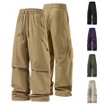 thumbnail image 1 of yillto 2 Pack Cargo Pants for Mens Hiking Activewear Pant Elastic Waist Drawstring Wide Leg Loose Athletic Sweatpants, 1 of 6