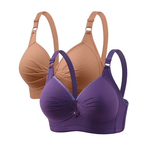yillto 2 Pack Everyday Bra for Womens V Neck Full Coverage Bralettes Support Adjustable Straps Bras