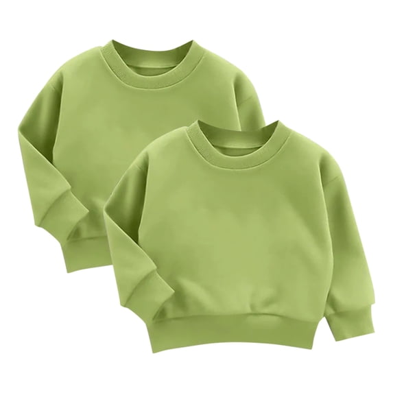 yillto 2 Pack Kids Cotton Sweatshirts Round Neck Long Sleeve Solid Color Causal Toddler Sweatshirt Tops