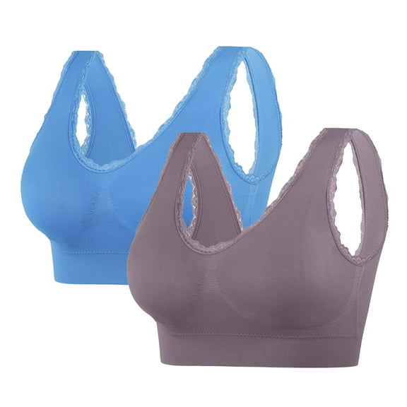 yillto 2 Pack Sports Bra for Womens Full Coverage Push up No Underwire Bralettes Comfortable Everyday Bras