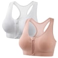 thumbnail image 1 of yillto 2 Pack Women's Sports Bra Racerback Zip Front Bras Supportive Workout Athletic Exercise Yoga Outfits, 1 of 7