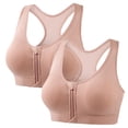 thumbnail image 1 of yillto 2 Pack Women's Sports Bra Racerback Zip Front Bras Supportive Workout Athletic Exercise Yoga Outfits, 1 of 6