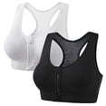 thumbnail image 1 of yillto 2 Pack Women's Sports Bra Racerback Zip Front Bras Supportive Workout Athletic Exercise Yoga Outfits, 1 of 7