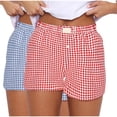 thumbnail image 1 of yillto 2 Pack Womens Boxer Shorts Bottoms Summer Casual Lounge Sleepwear Elastic Pajama Plaid Short Pants, 1 of 8