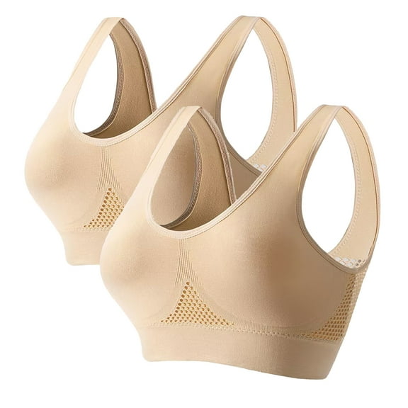 yillto 2 Pack Womens Plus Size Sport Bra Padded Workout Yoga Gym Breathable Cami Bralettes S-5XL