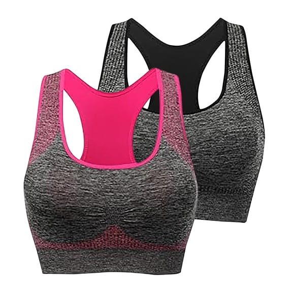 yillto 2 Pack Womens Running Bra Racerback Sleeveless Workout Gym Pullover Sport Bras with Supportive