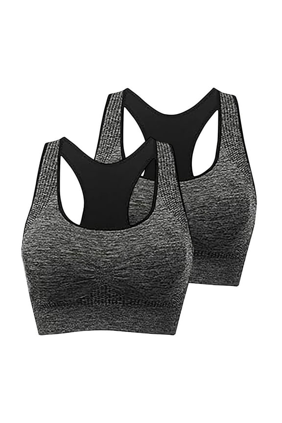 2 Pack Womens Running Bra Racerback Sleeveless Workout Gym Pullover Sport Bras with Supportive