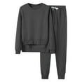 thumbnail image 1 of yillto 2 Piece Outfit Sweatsuit for Women Crew Neck Long Sleeve Sweatshirt Drawstring Sweatpants Set, 1 of 4