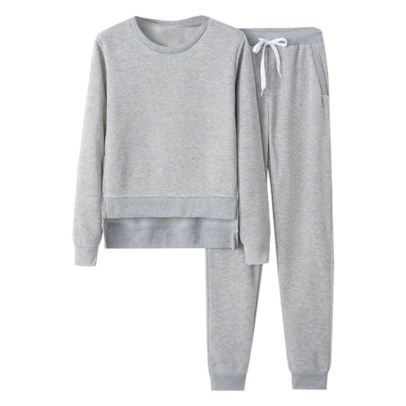 yillto 2 Piece Outfit Sweatsuit for Women Crew Neck Long Sleeve Sweatshirt Drawstring Sweatpants Set