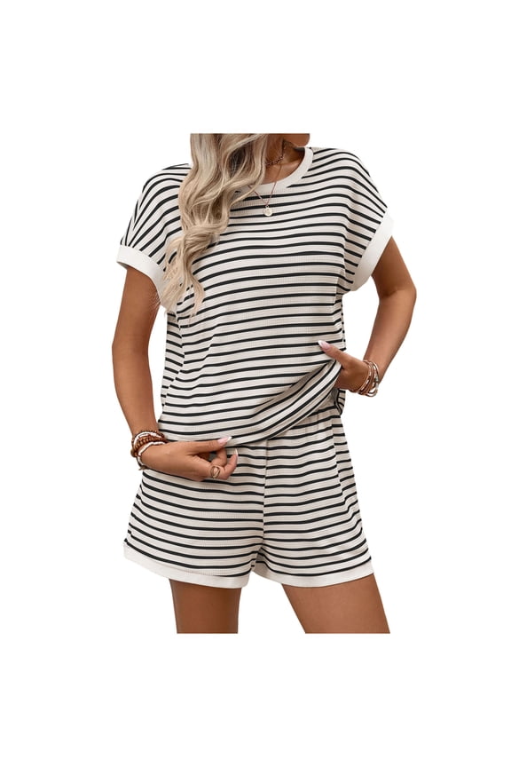 2 Piece Outfit for Women Lounge Sets Cap Short Sleeve Shirts and Shorts Sweatsuit Womens Summer Sets