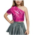 thumbnail image 1 of yillto 3-16T Kids Girls Tanks Strapless Tops Sparkly Party Clubwear Cropped Shirts for Dancewear, 1 of 4