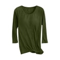 thumbnail image 1 of yillto 3/4 Sleeve Shirt for Womens Basic Tee with Bra Ribbed Round Neck Pullover Slim Undershirts, 1 of 7
