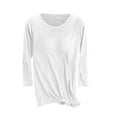 thumbnail image 1 of yillto 3/4 Sleeve Shirt for Womens Basic Tee with Bra Ribbed Round Neck Pullover Slim Undershirts, 1 of 7