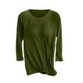 thumbnail image 1 of yillto 3/4 Sleeve Shirt for Womens Basic Tee with Bra Ribbed Round Neck Pullover Slim Undershirts, 1 of 7