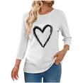 thumbnail image 1 of yillto 3/4 Sleeve for Womens Lightweight Knitted Sweaters Fall Trendy Heart Crewneck Ribbed Tunic Tops, 1 of 7