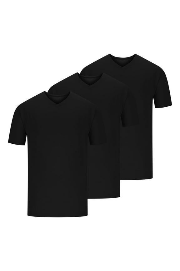 3 Pack Men's Big and Tall T Shirts Casual V Neck Short Sleeve Tee Shirt Summer Basic Soft Solid Color Tops